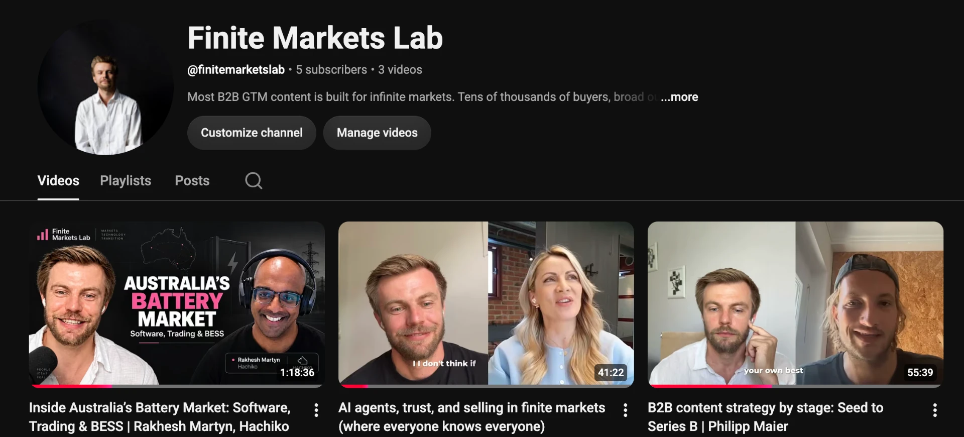 Finite Markets Lab YouTube channel
